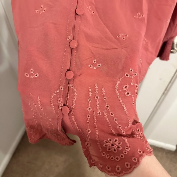 Torrid 3 Sheer Mauve Button Blouse - Picture 2 of 4